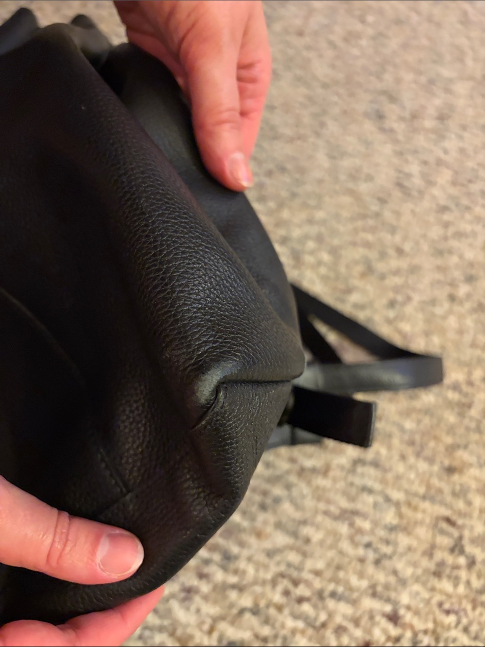 Longchamp Black Leather Backpack Tote with Front Zip Pocket - Picture 13 of 16